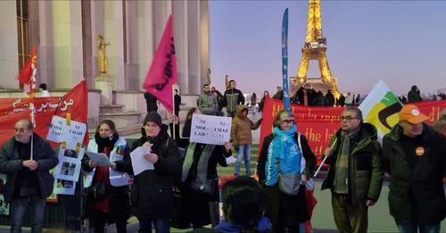 گزارشی از همبستگی “کلکتیو سندیکاهای کارگری فرانسه” با خیزش مردم ایران در روز چهارشنبه ۸ فوریه