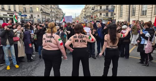 پاریس: تظاهرات سندیکاهای کارگری، نیروهای چپ و فمنیست در همبستگی با خیزش مردم ایران