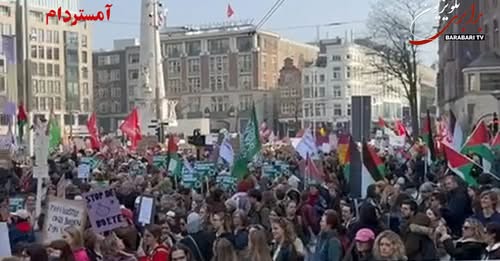 گزارش مراسم روز جهانی زن در آمستردام با شعار ضد جنگ و زن ، زندگی، آزادی