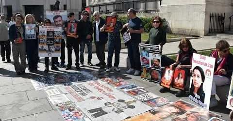 لندن ۱۸ آوریل، میدان ترافالگار: نه به اعدام، نه به جمهوری اسلامی، نه به جنگ